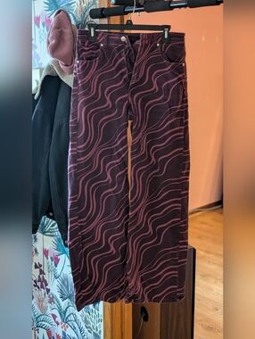 Divided Corduroy High-Rise Pants - Burgundy